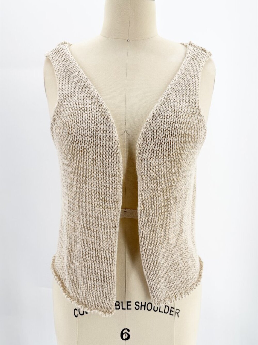 MONKI KNIT CROCHET OPEN FRONT VEST Neutral M - Picture 8 of 8